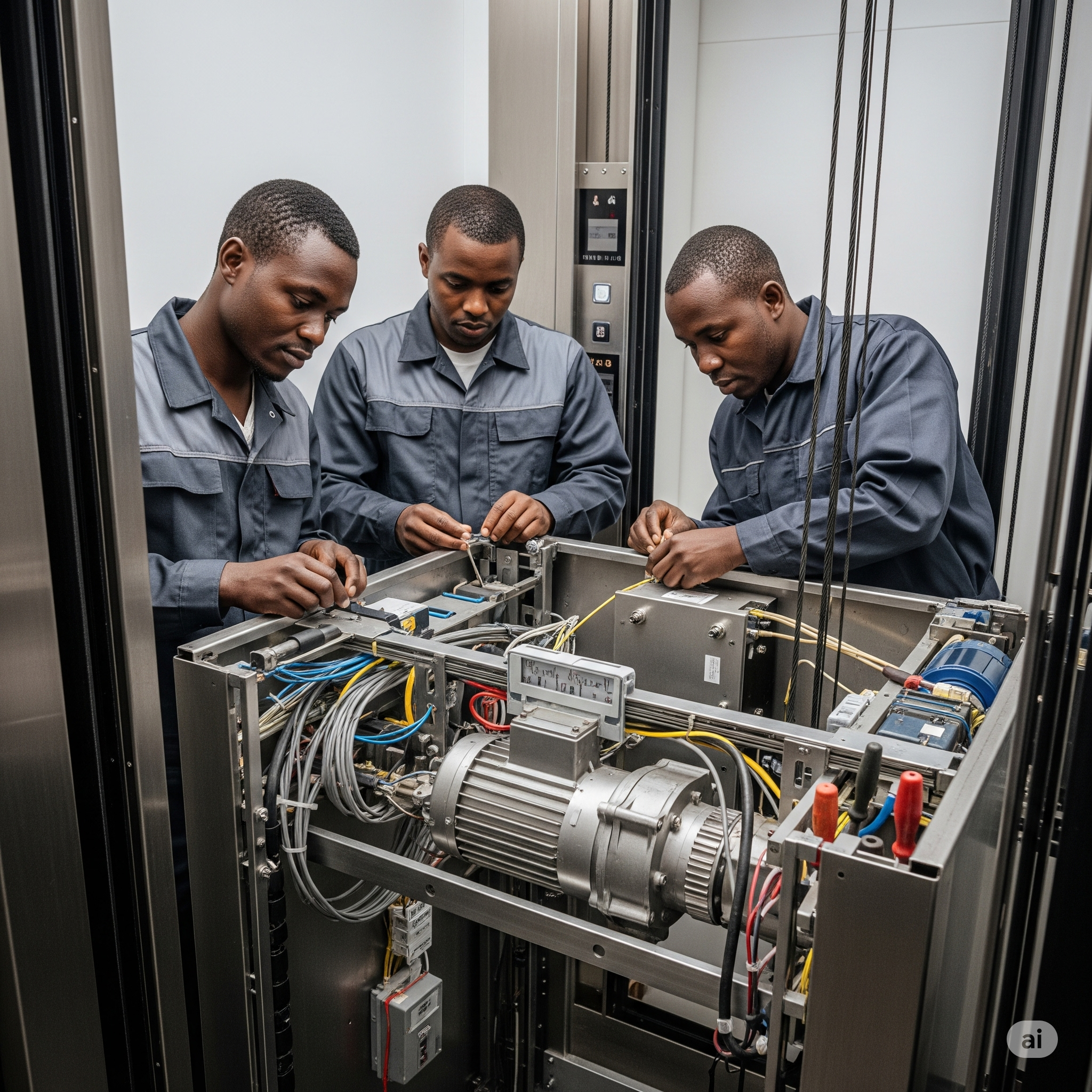 technician working on mechanical and electrical system