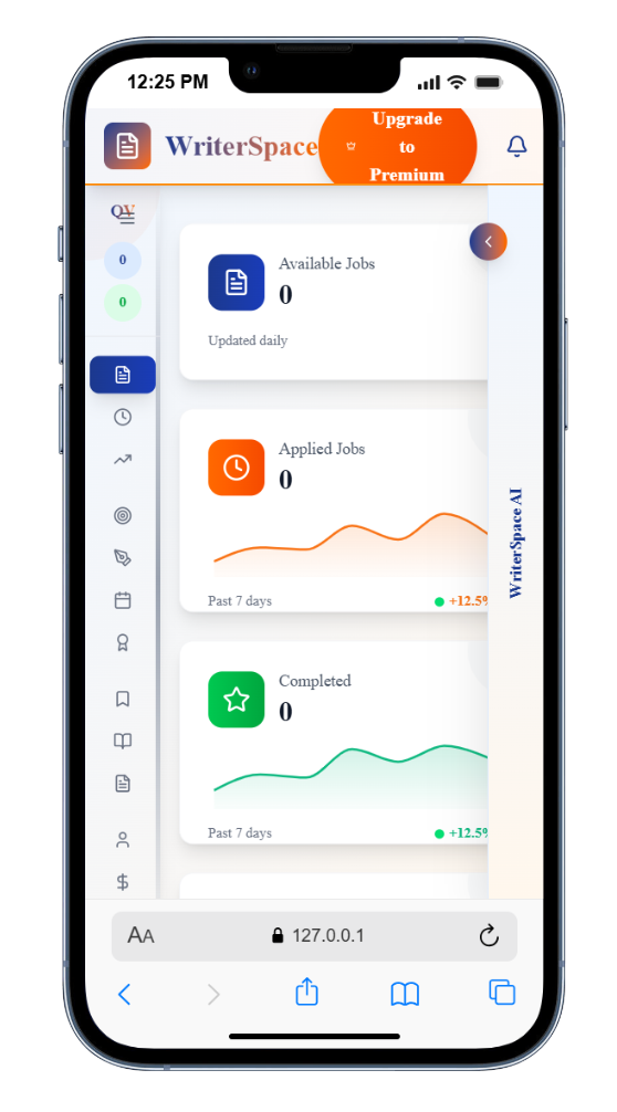 WriterSpace Dashboard - Mobile